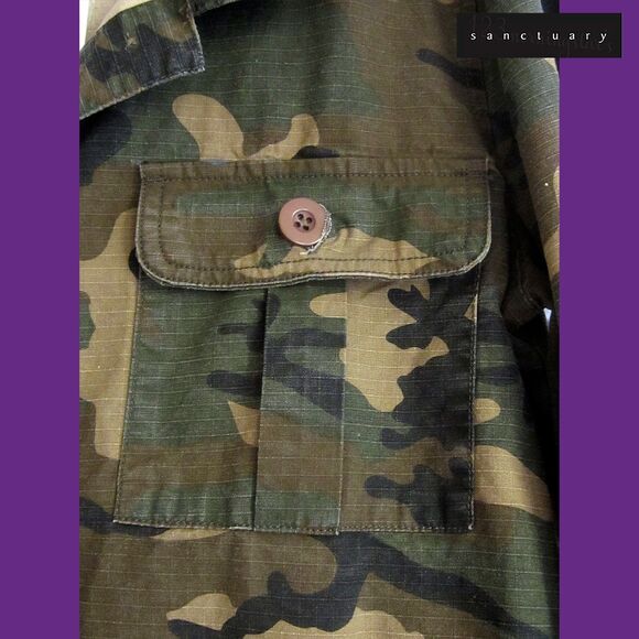 SANCTUARY NEW Skater RIP STOP CAMO Backtail Jacket M - Picture 4 of 11
